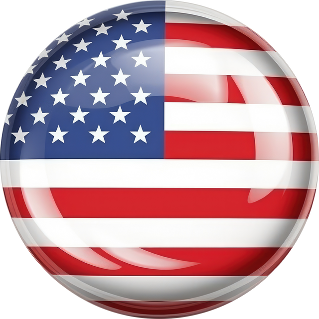 Round pin with United States flag.